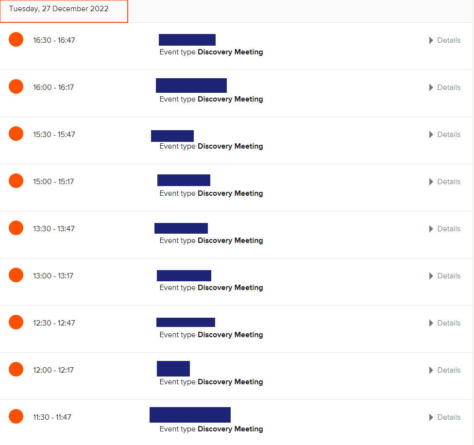 9 discovery meetings on 27th December!
